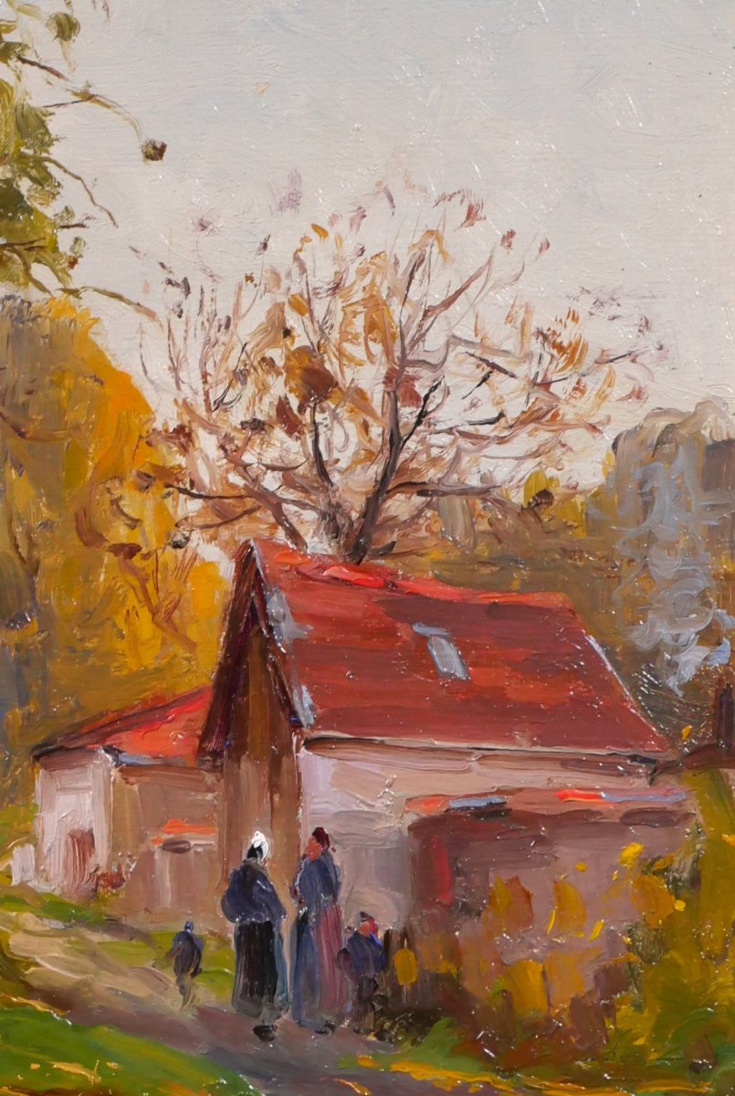 André Delaistre 1865–1931 Lively Landscape, Impressionist Painting-photo-2