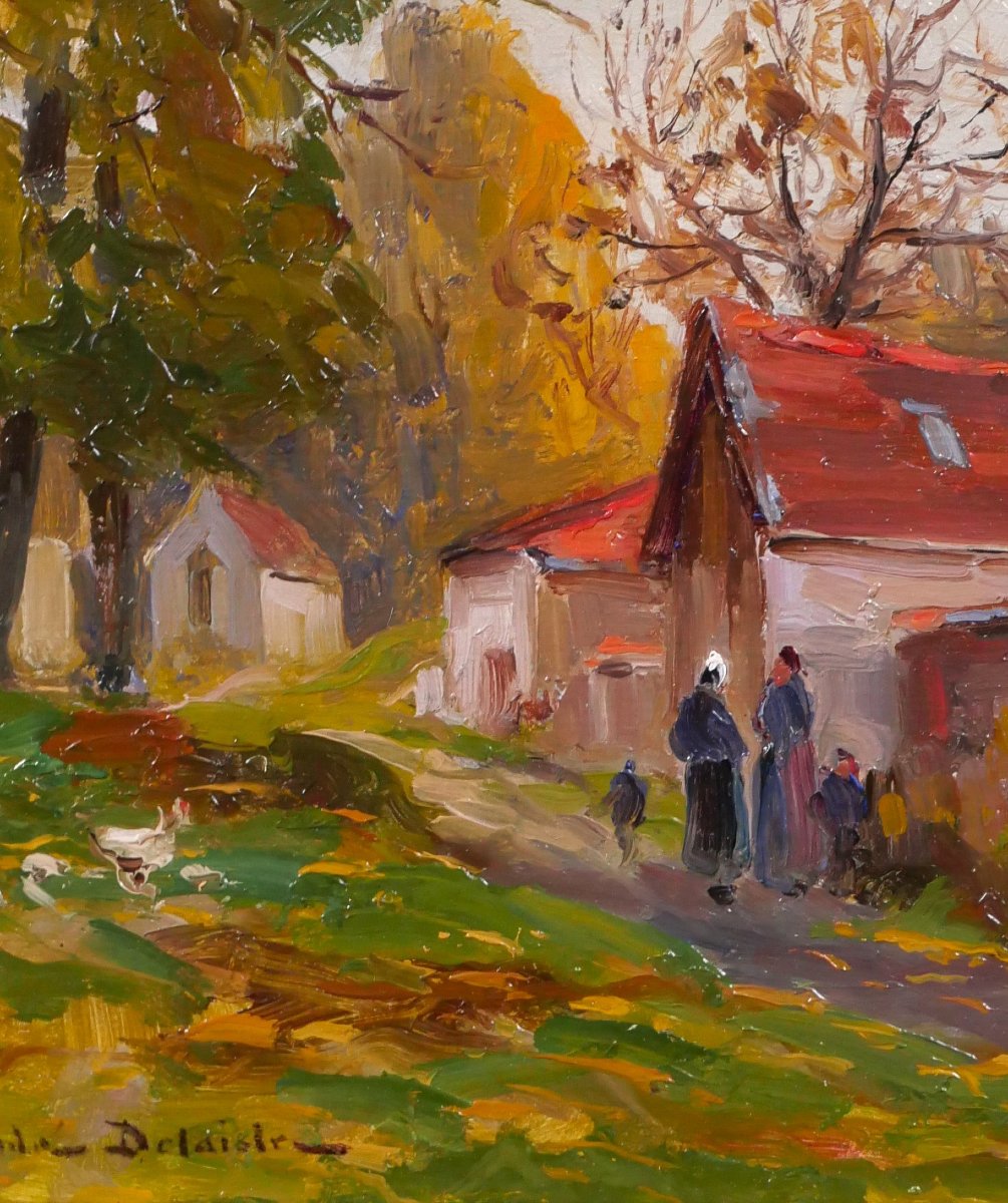André Delaistre 1865–1931 Lively Landscape, Impressionist Painting-photo-4