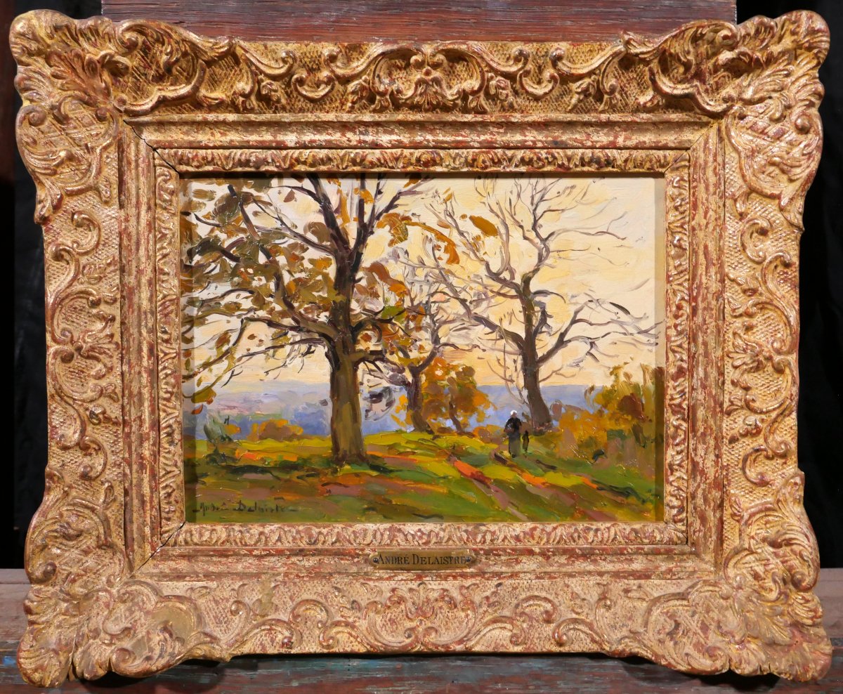 André DELAISTRE 1865-1931 Paysage aux arbres, tableau vers 1910 impressionnisme-photo-2