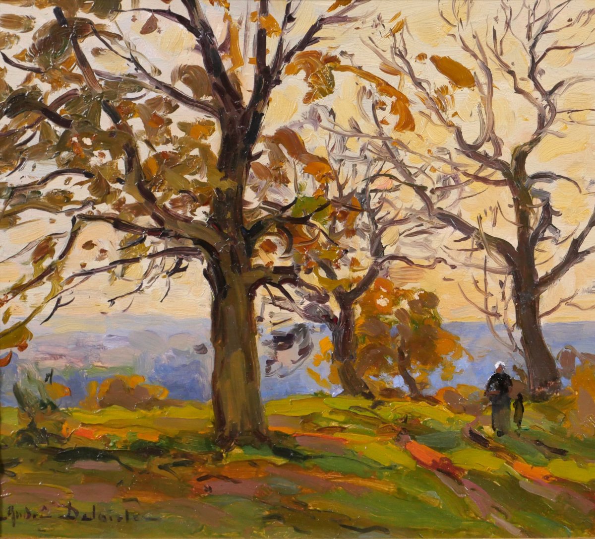 André DELAISTRE 1865-1931 Paysage aux arbres, tableau vers 1910 impressionnisme-photo-3