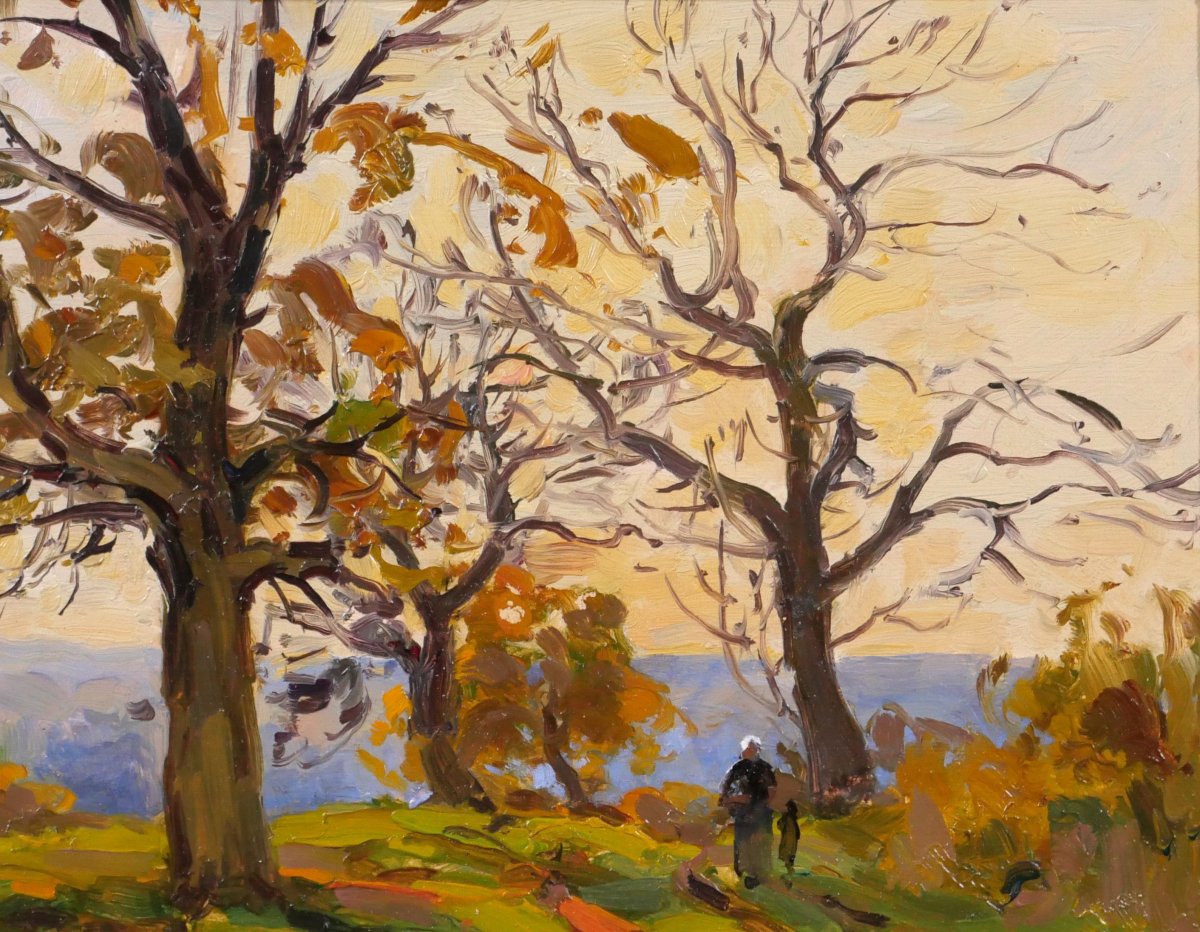 André DELAISTRE 1865-1931 Paysage aux arbres, tableau vers 1910 impressionnisme-photo-2