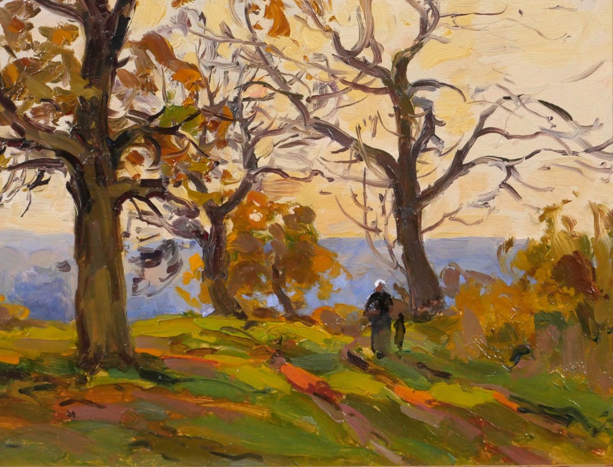 André DELAISTRE 1865-1931 Paysage aux arbres, tableau vers 1910 impressionnisme-photo-3