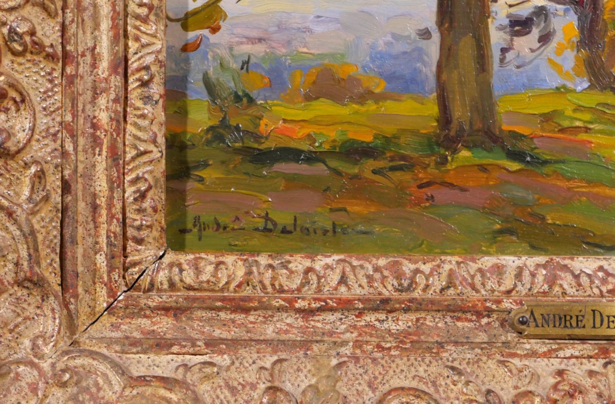 André DELAISTRE 1865-1931 Paysage aux arbres, tableau vers 1910 impressionnisme-photo-5