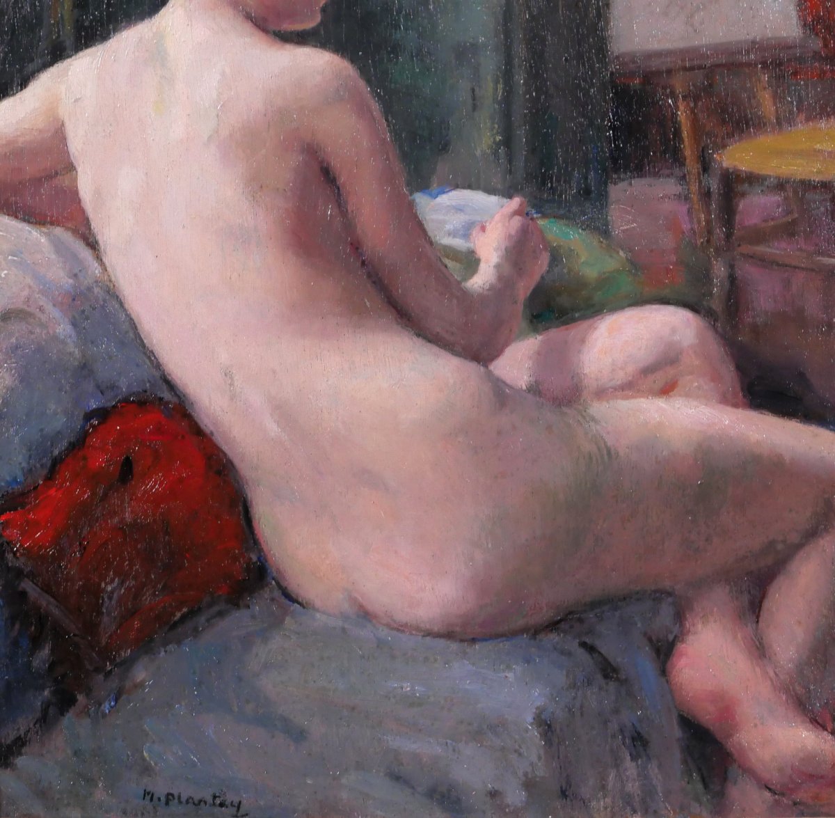 Madelaine Plantey 1890–1985 Nude Woman In The Studio, Painting, Ca. 1930-photo-4