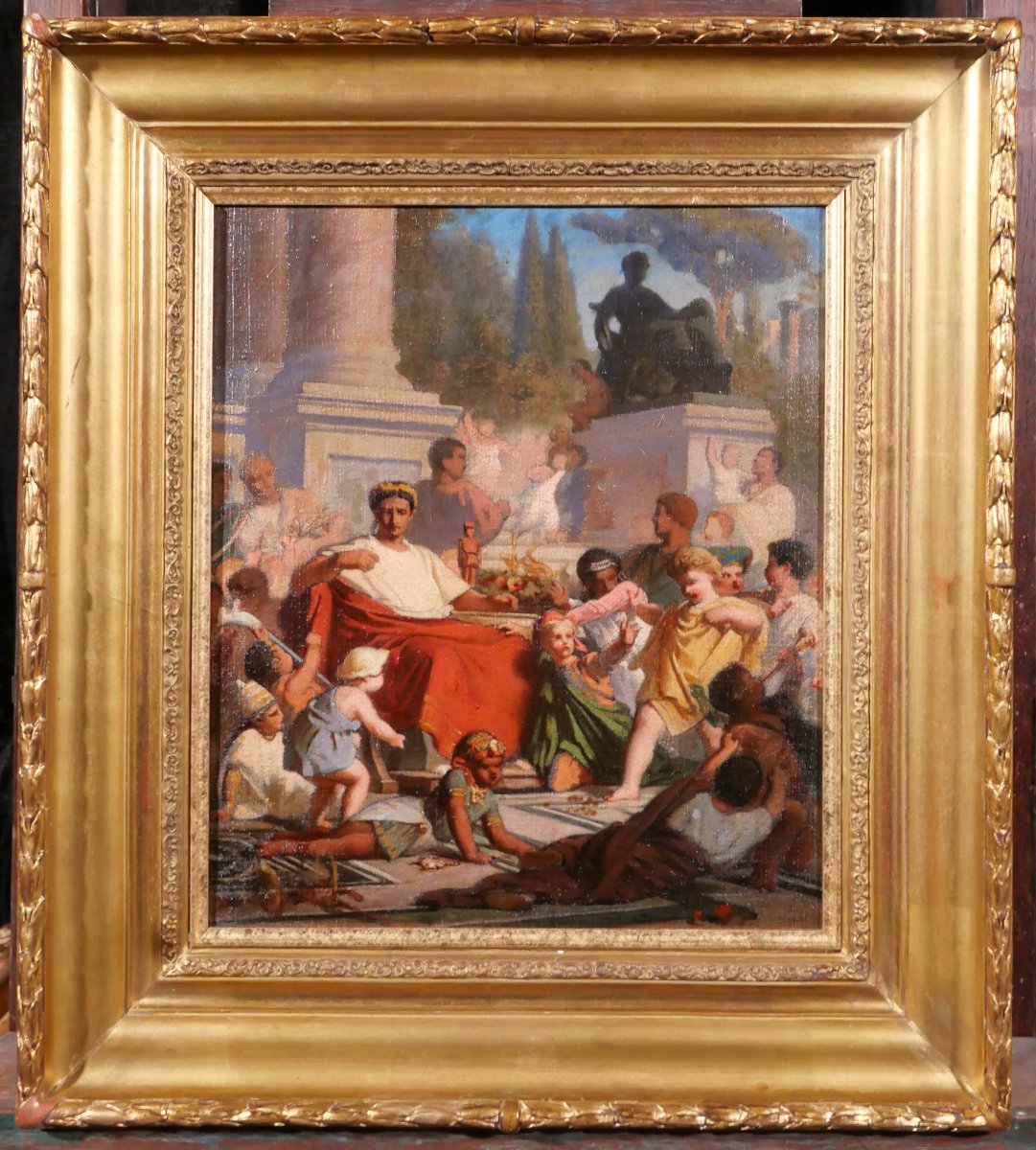 Emile Boniface 1820–1895, Emperor Augustus With Children's Games, Painting, 1863 Salon-photo-2
