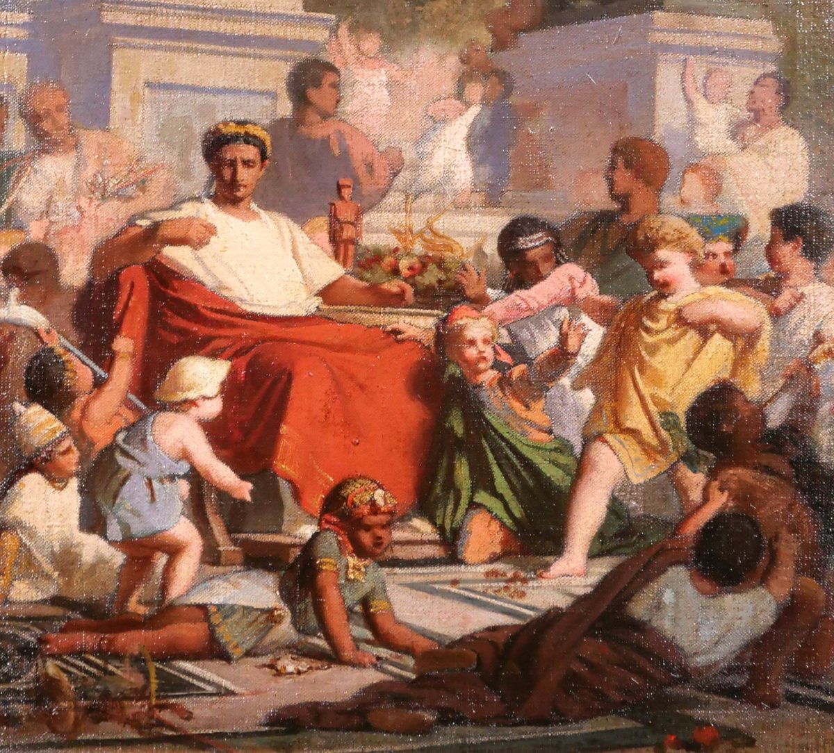 Emile Boniface 1820–1895, Emperor Augustus With Children's Games, Painting, 1863 Salon-photo-4