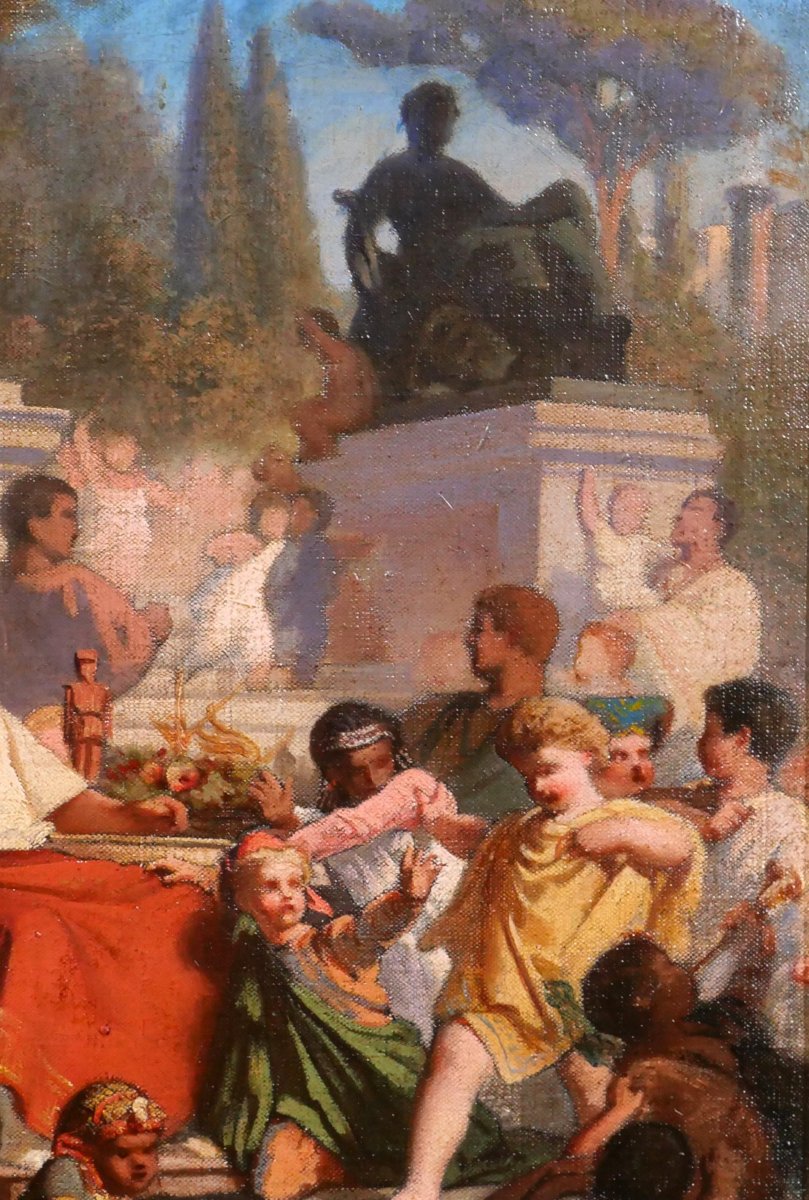 Emile Boniface 1820–1895, Emperor Augustus With Children's Games, Painting, 1863 Salon-photo-2