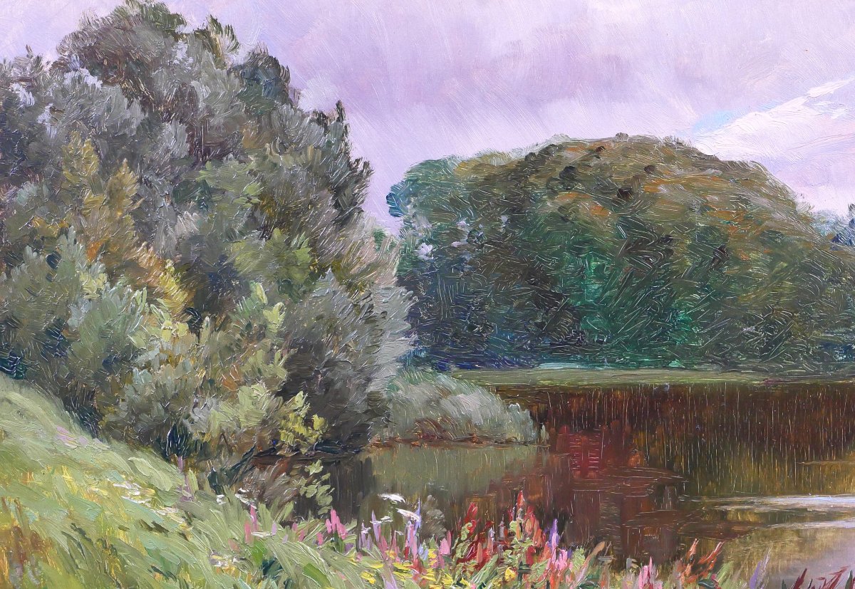Ernest Couronneau, Triel-sur-Seine, 1890-1900 paysage aux arbres, Seine, impressionnisme-photo-1