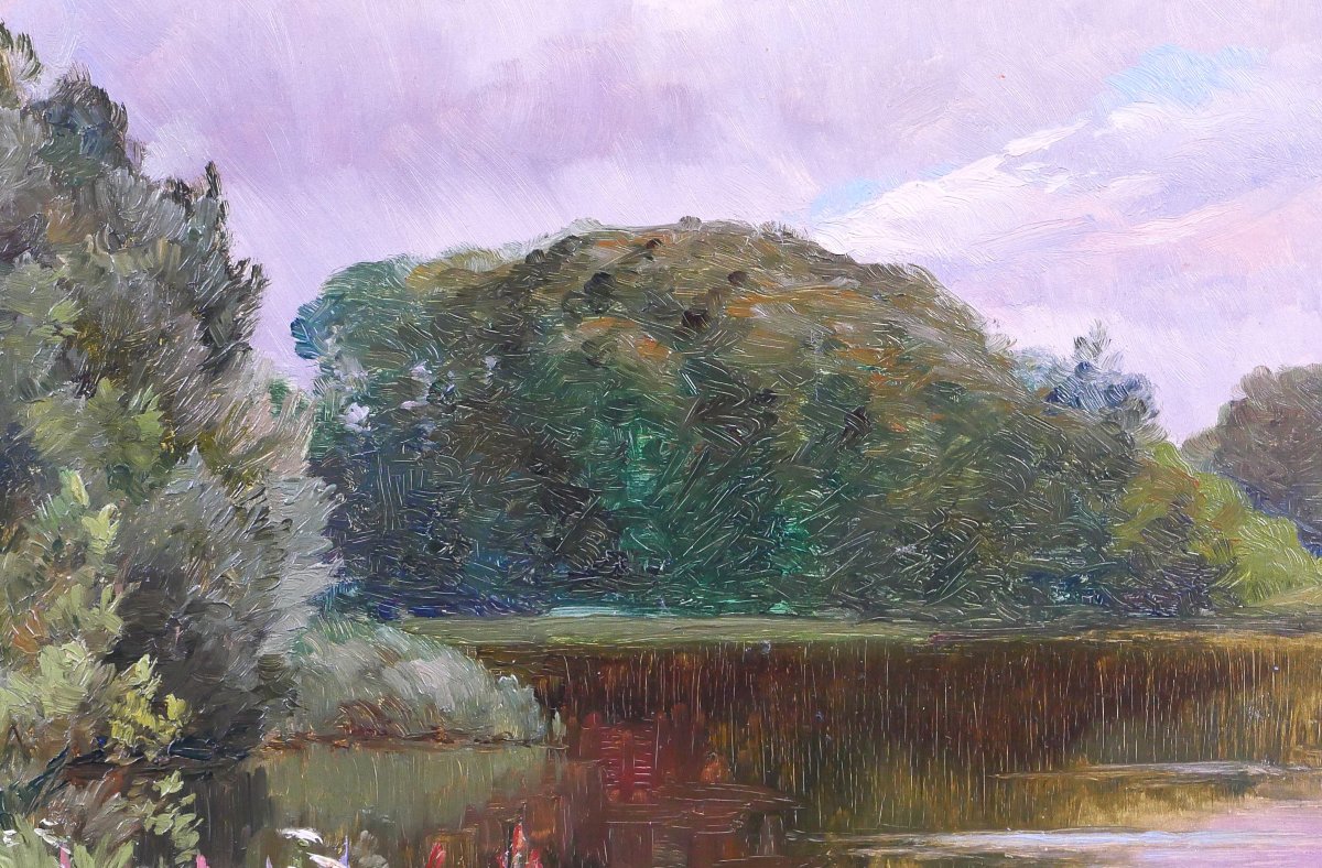 Ernest Couronneau, Triel-sur-Seine, 1890-1900 paysage aux arbres, Seine, impressionnisme-photo-2