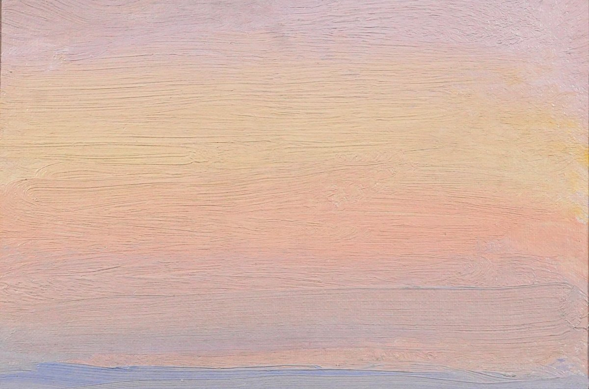 Alfons Verheyen 1903-1990 Coucher de soleil sur la mer, tableau, vers 1930 paysage plage mer-photo-3