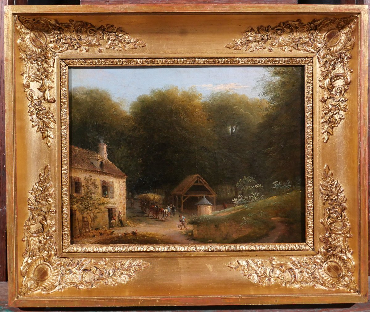 Louis-auguste Lapito (attributed To) 1803–1874 Landscape With Houses, Old Painting -photo-2