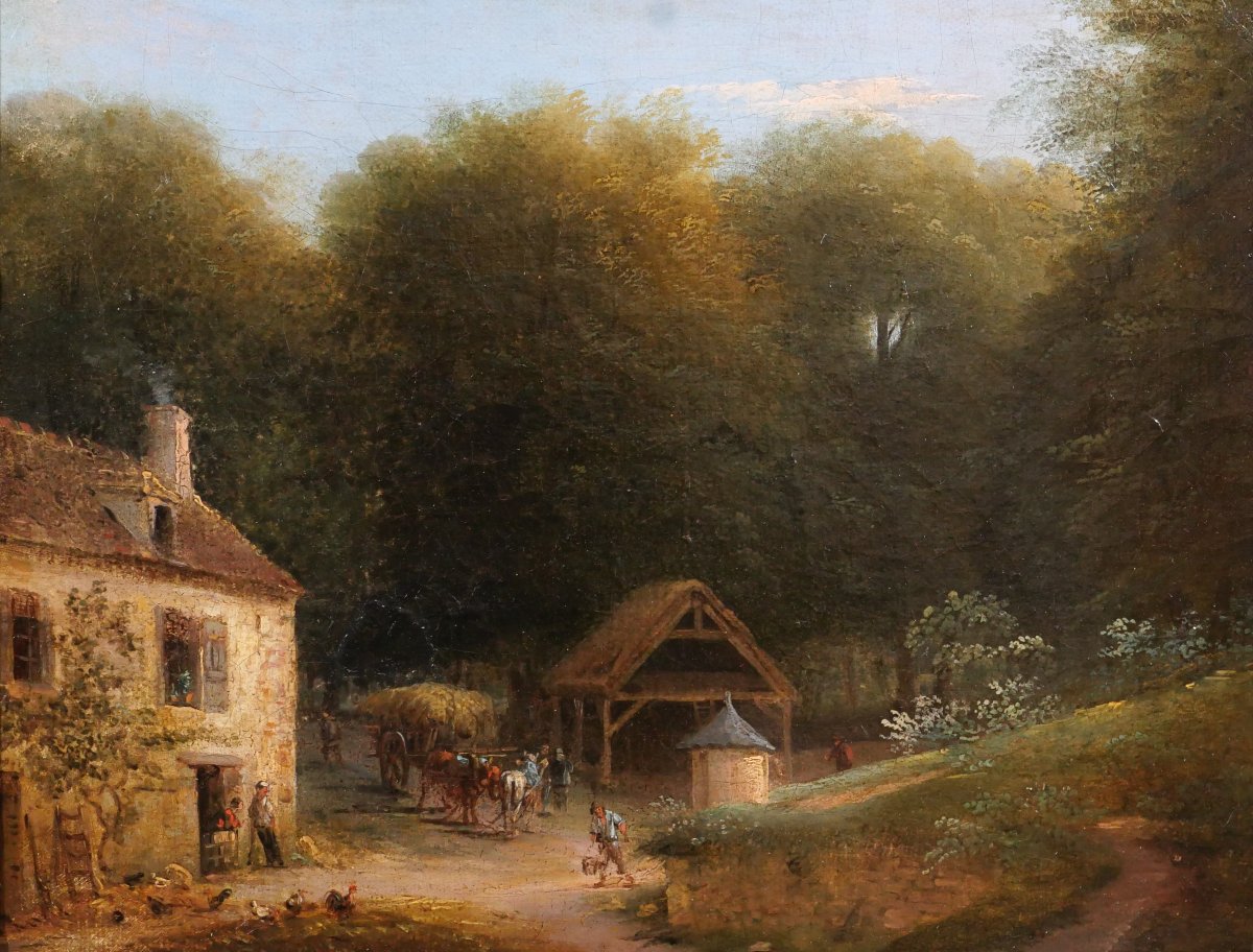 Louis-auguste Lapito (attributed To) 1803–1874 Landscape With Houses, Old Painting 