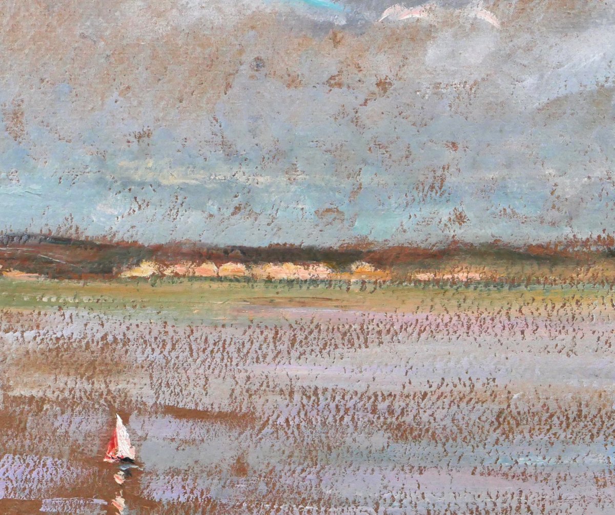 Raymond Woog 1875–1949 Seaside Landscape With A Boat, Painting, Circa 1920–30-photo-1