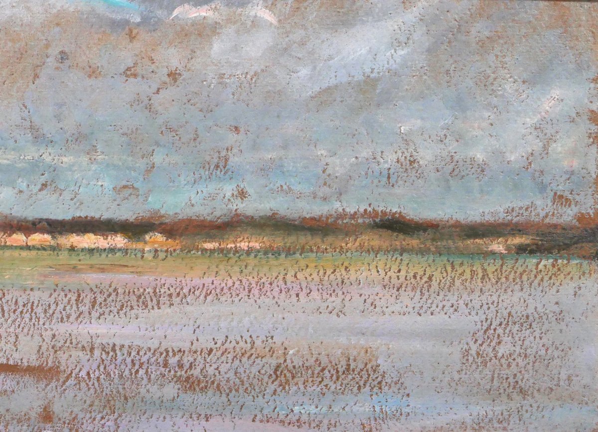 Raymond Woog 1875–1949 Seaside Landscape With A Boat, Painting, Circa 1920–30-photo-2