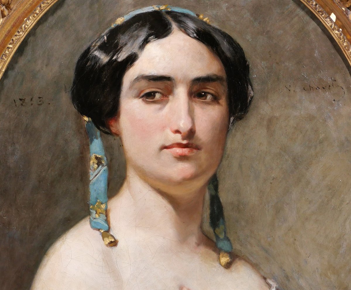Victor Chavet 1822–1906 Portrait Of A Provençal Woman, Painting, Provence, Arles, Traditional Costume, 1853﻿-photo-3