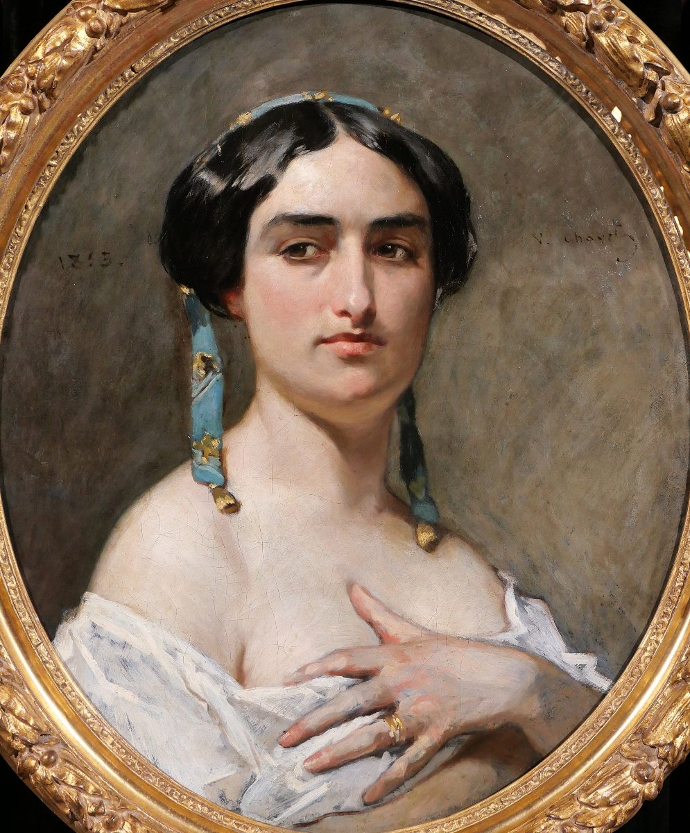 Victor Chavet 1822–1906 Portrait Of A Provençal Woman, Painting, Provence, Arles, Traditional Costume, 1853﻿