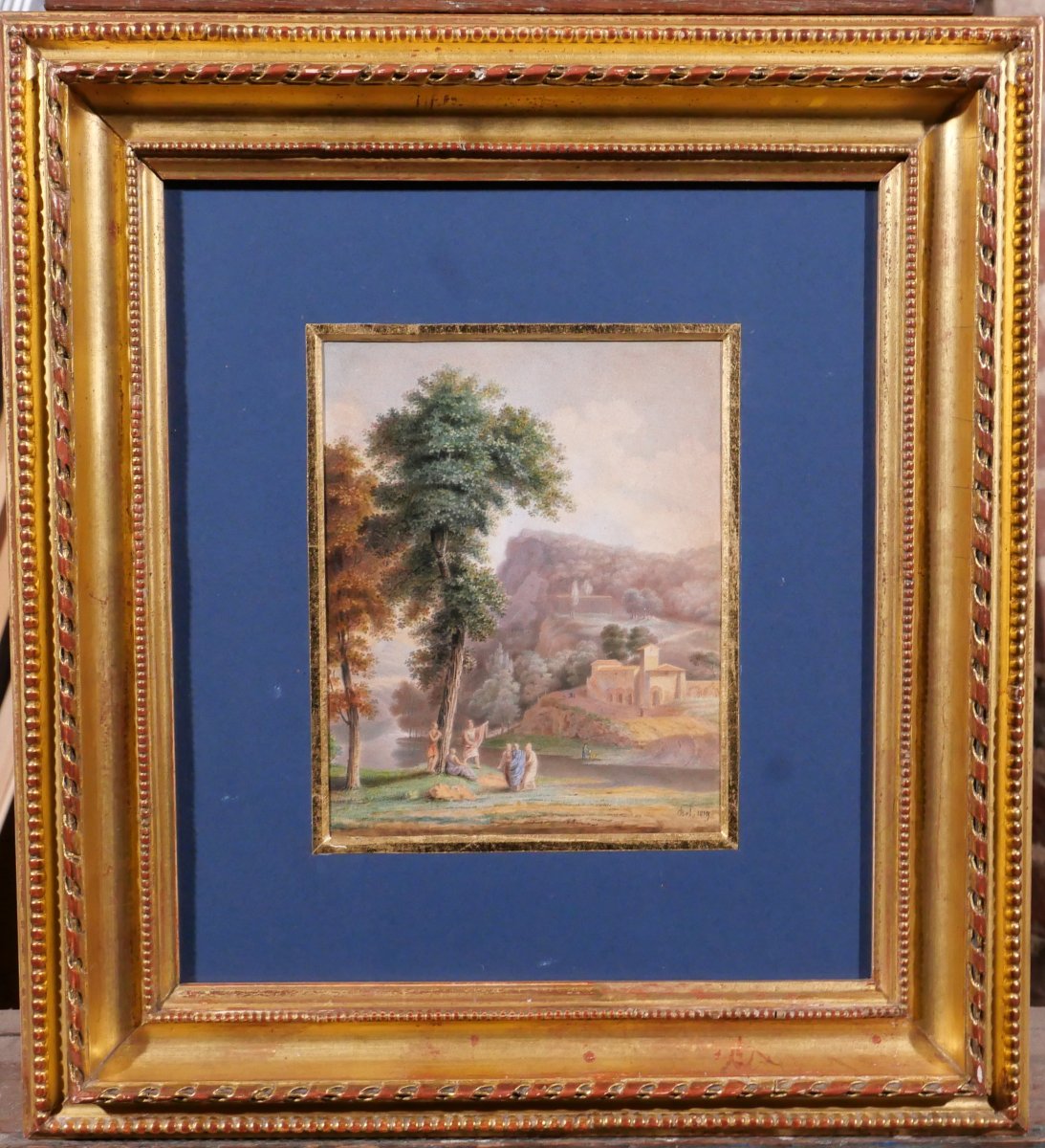 Rodolphe BELL act. 1819-1849 Paysage d'Italie, miniature, 1819 Suisse velin portrait-photo-2