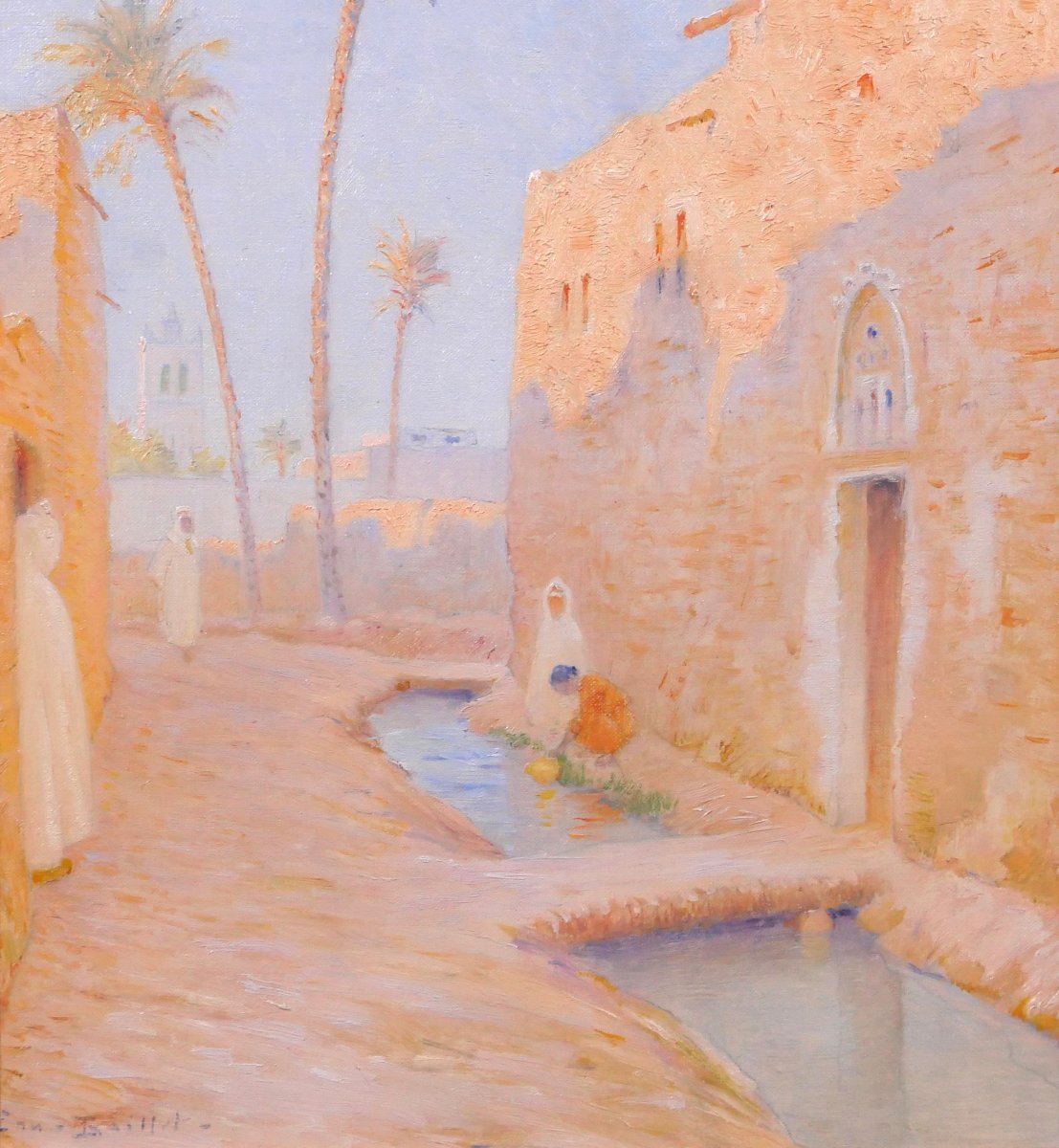 Ernest BAILLET 1853-1902 Algérie, paysage de Sidi-Okba, tableau, vers 1895 Biskra orientaliste-photo-4