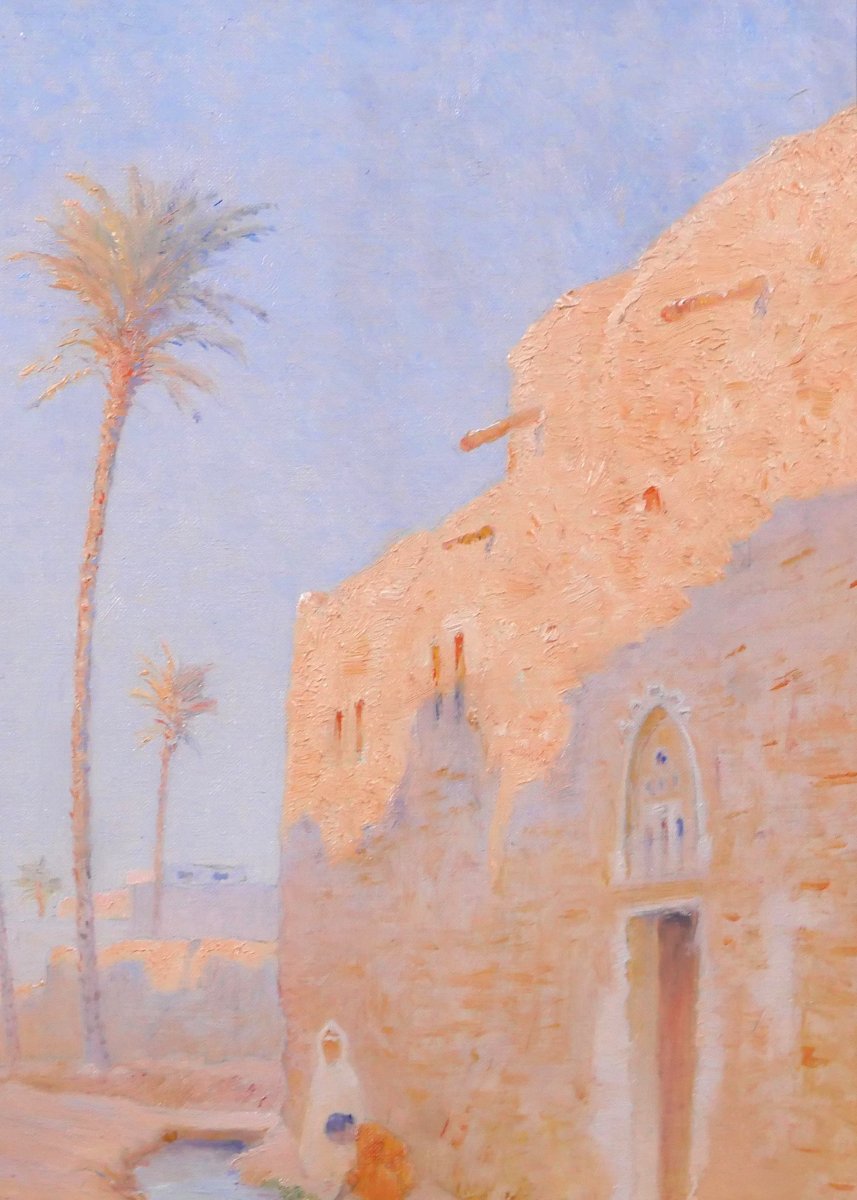 Ernest BAILLET 1853-1902 Algérie, paysage de Sidi-Okba, tableau, vers 1895 Biskra orientaliste-photo-2