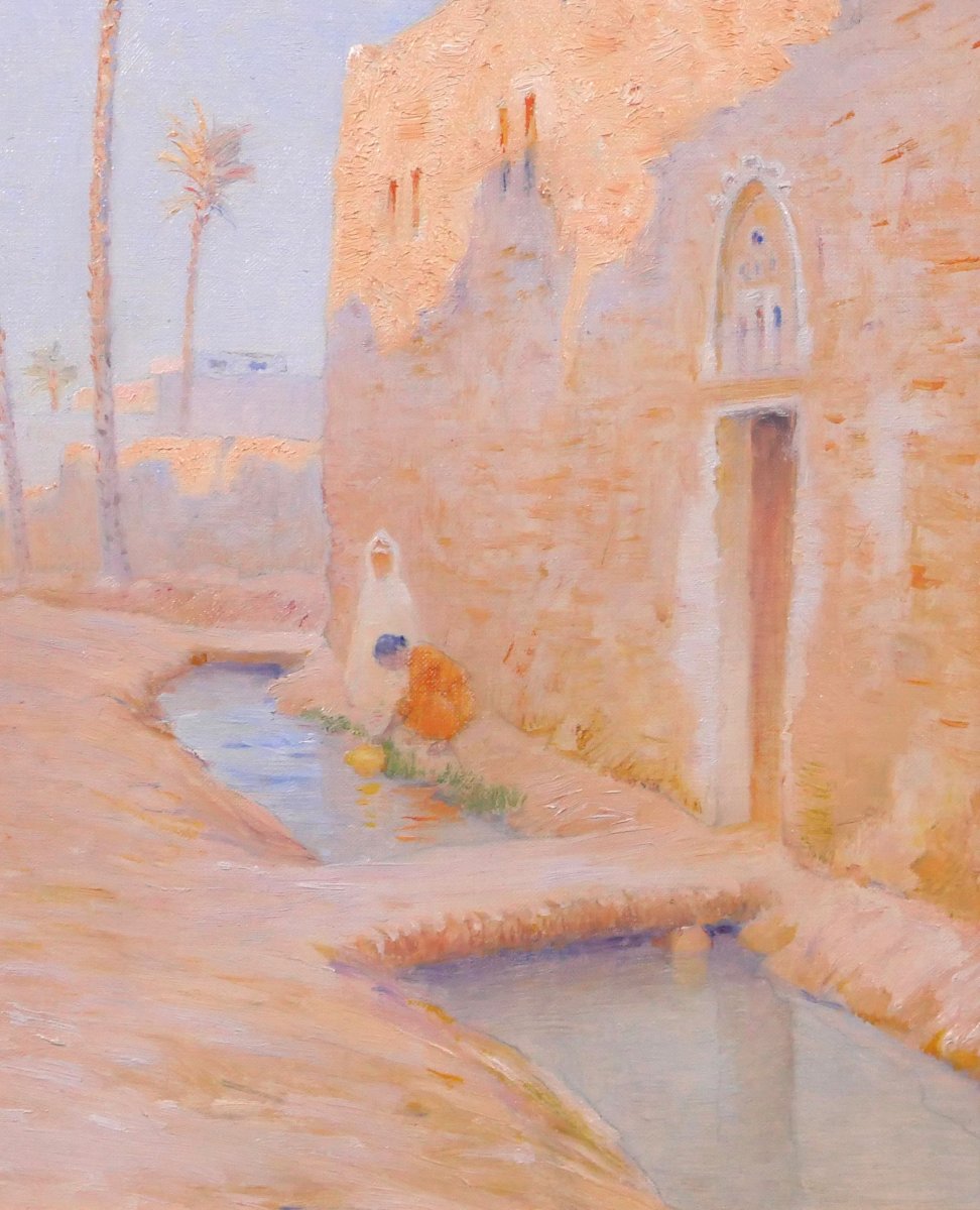 Ernest BAILLET 1853-1902 Algérie, paysage de Sidi-Okba, tableau, vers 1895 Biskra orientaliste-photo-3