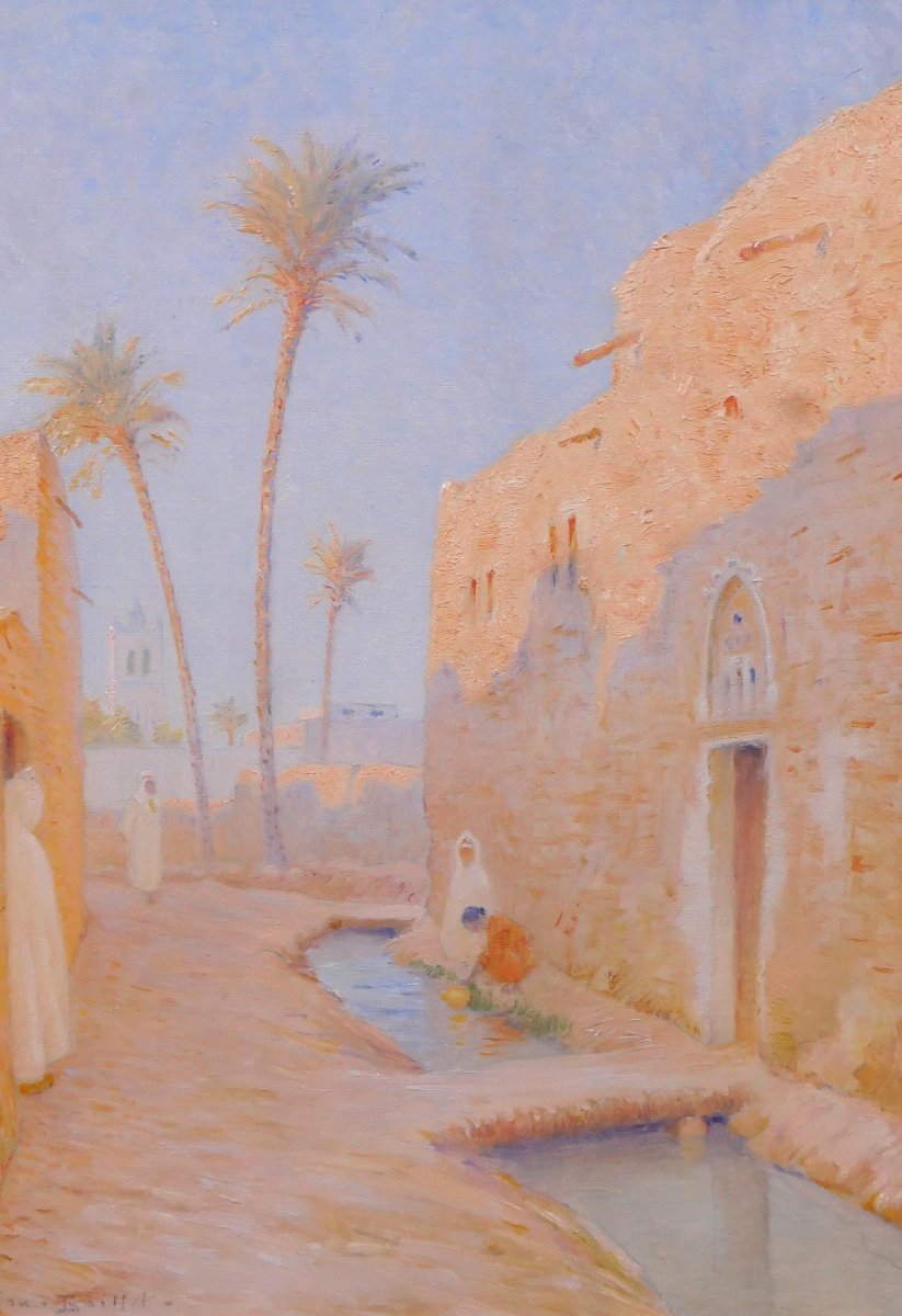 Ernest BAILLET 1853-1902 Algérie, paysage de Sidi-Okba, tableau, vers 1895 Biskra orientaliste