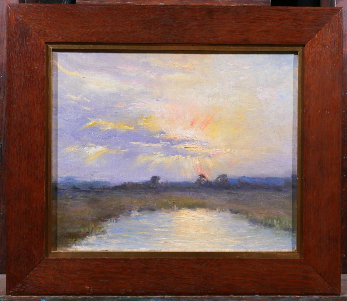 Valéry Müller 1873–1917 Landscape At Sunrise, Painting, Ca. 1900, Impressionism, Sky-photo-2