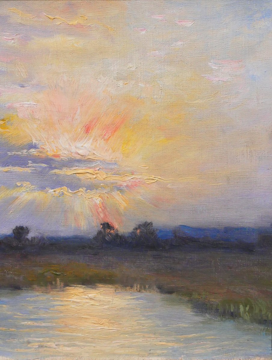 Valéry Müller 1873–1917 Landscape At Sunrise, Painting, Ca. 1900, Impressionism, Sky-photo-4