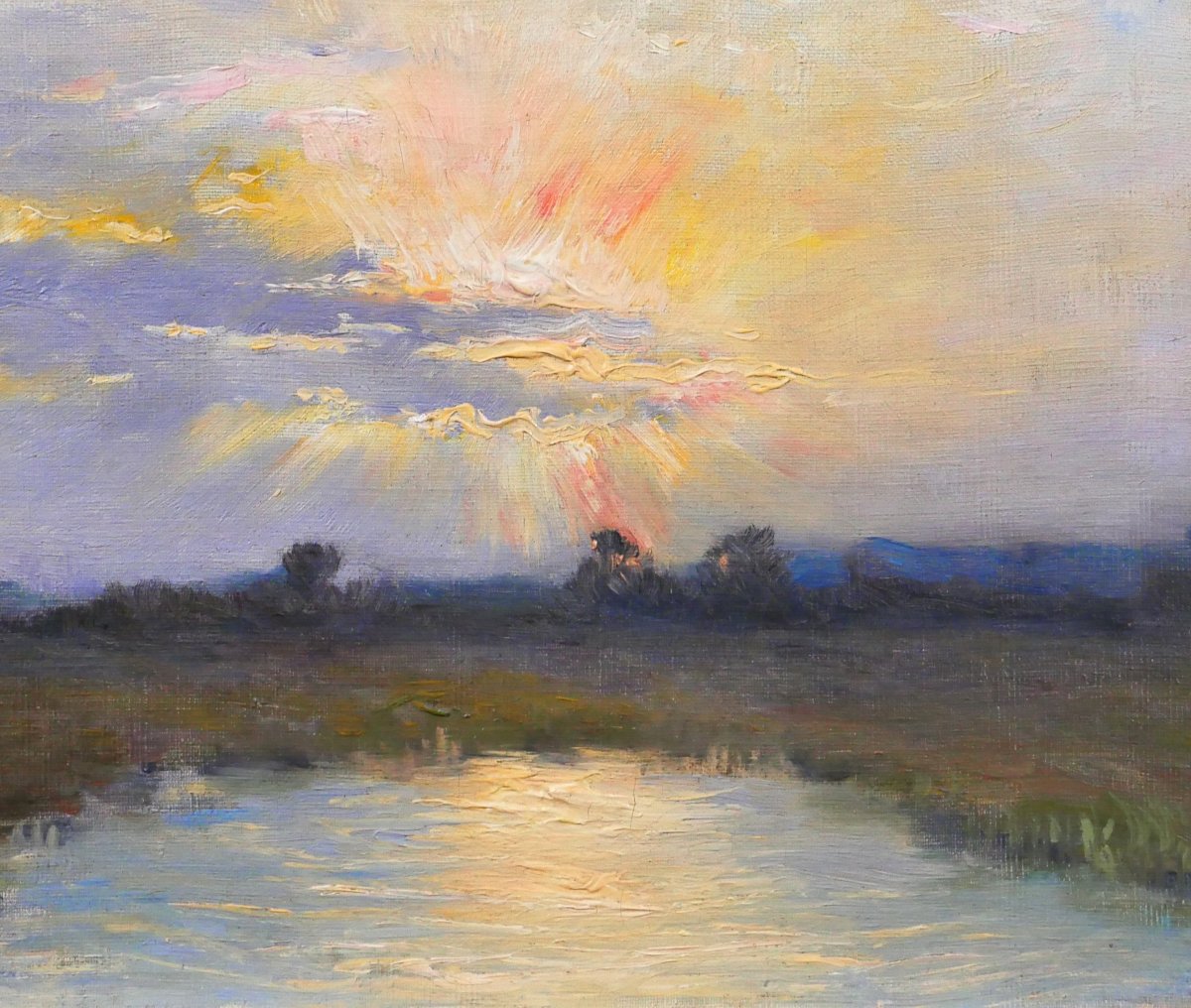 Valéry Müller 1873–1917 Landscape At Sunrise, Painting, Ca. 1900, Impressionism, Sky-photo-3