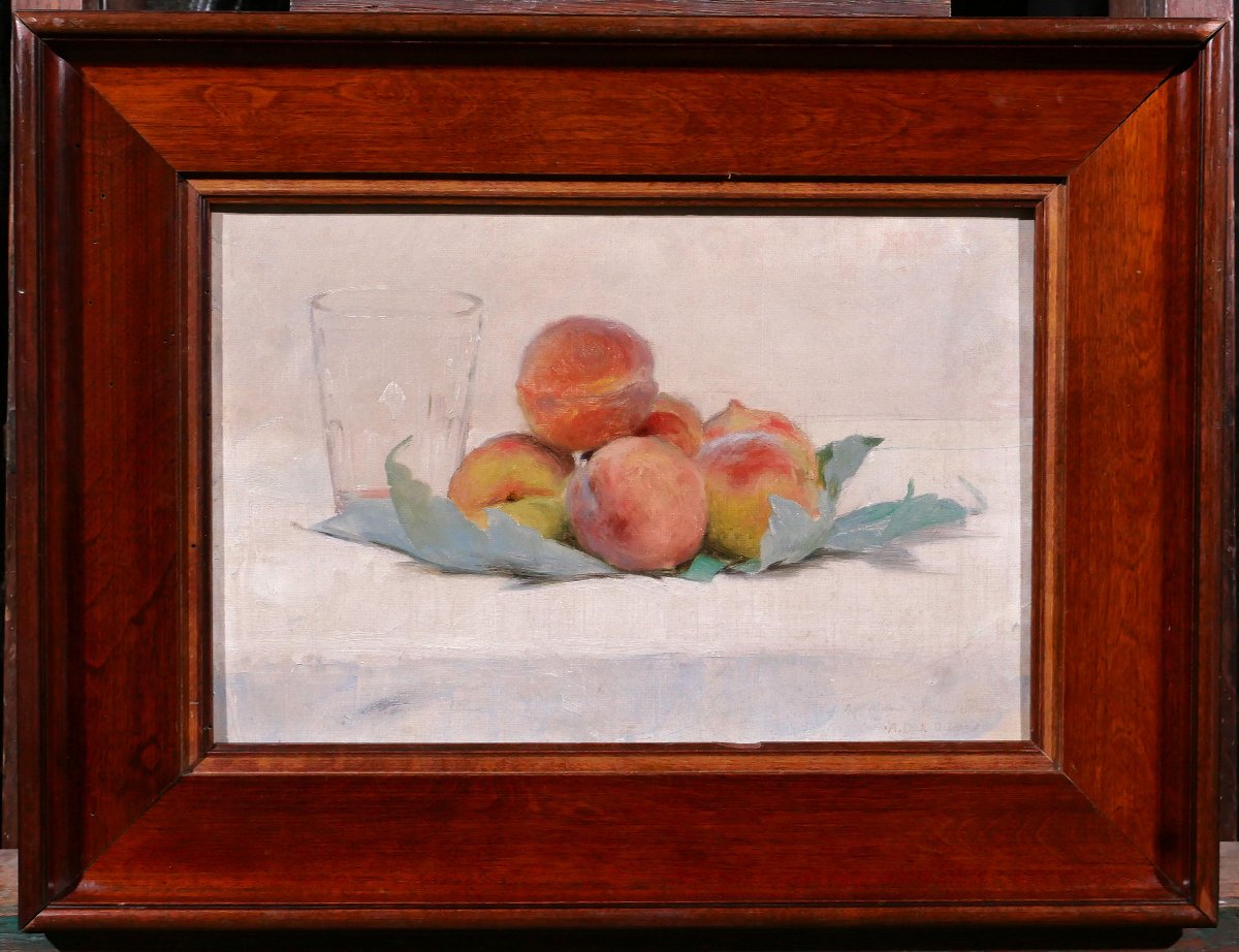 Alice Dick-dumas 1878–1962 Still Life With Peaches And A Glass, Painting C. 1900, Impressionism-photo-2