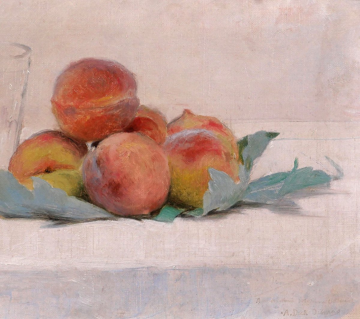 Alice Dick-dumas 1878–1962 Still Life With Peaches And A Glass, Painting C. 1900, Impressionism-photo-4