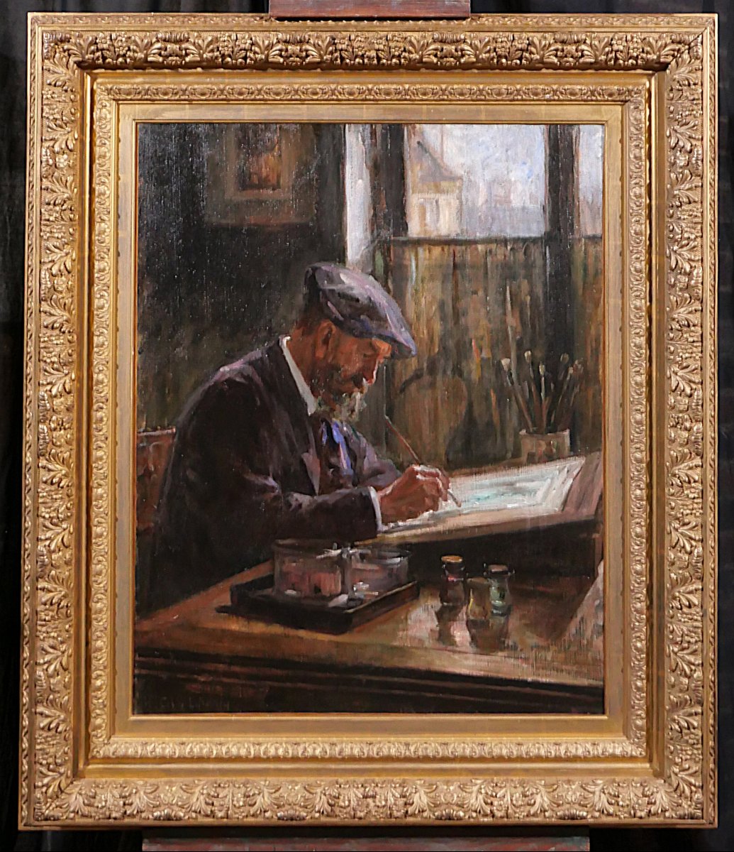 Hélène Colin-lefrancq 1878–1968 Portrait Of The Painter Tony Robert-fleury, Oil Painting, Circa 1900-photo-2