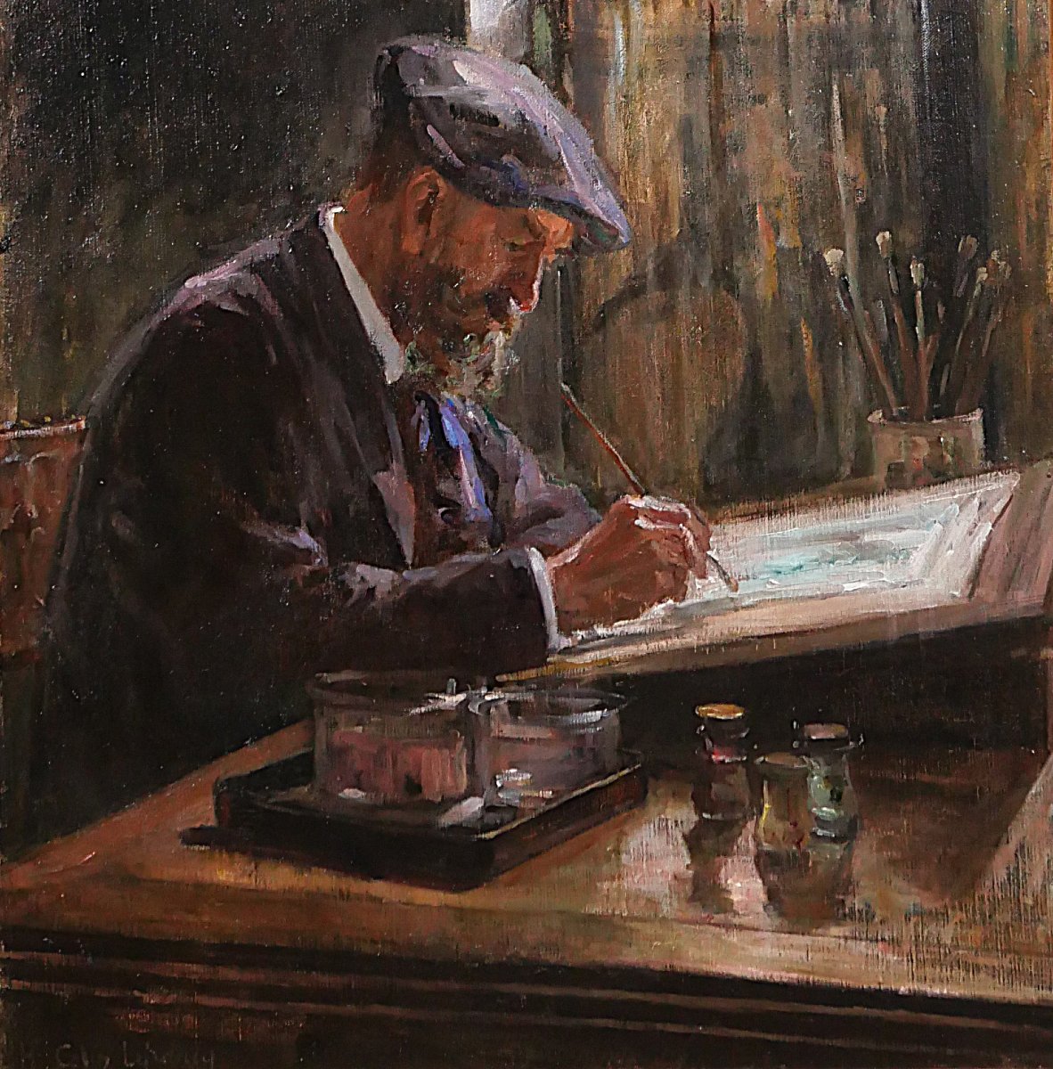Hélène Colin-lefrancq 1878–1968 Portrait Of The Painter Tony Robert-fleury, Oil Painting, Circa 1900-photo-4
