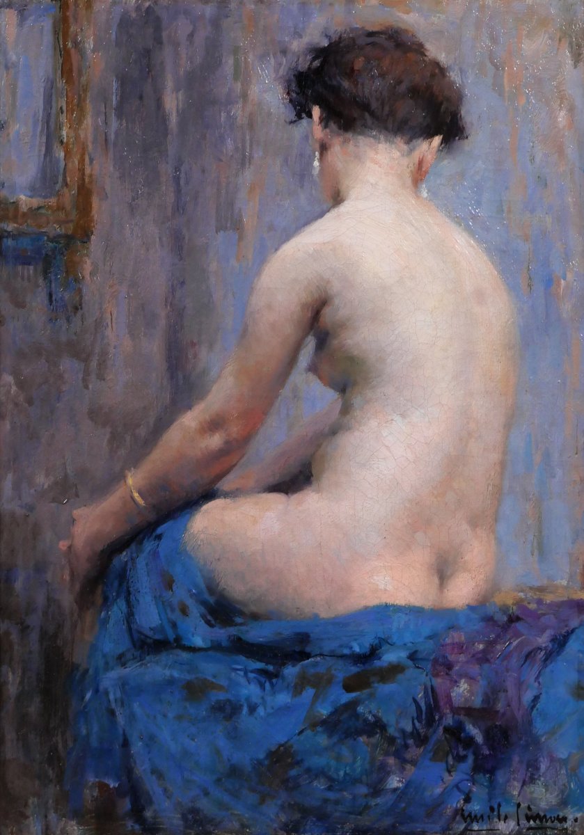Emile SIMON 1890-1976 Femme nue, tableau, vers 1920-30 Bretagne