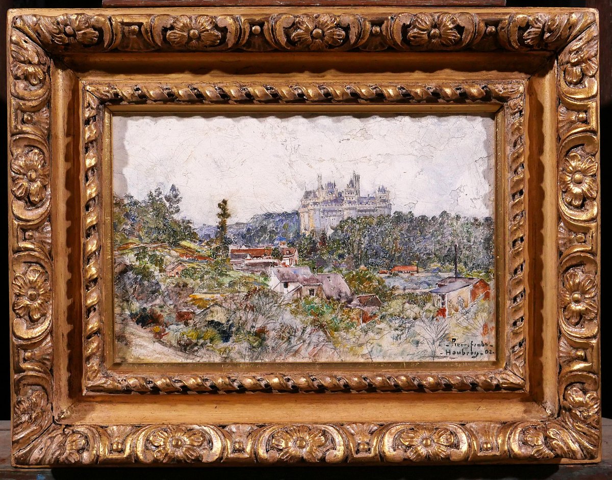 Frédéric Houbron 1851–1908 Pierrefonds, The Castle, Painting, 1902 Landscape Impressionism Oise-photo-2