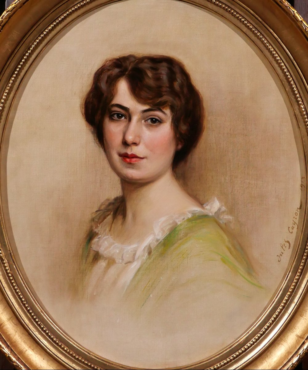 Jules CAYRON  1868-1944 Portrait de femme, tableau 1913-photo-2
