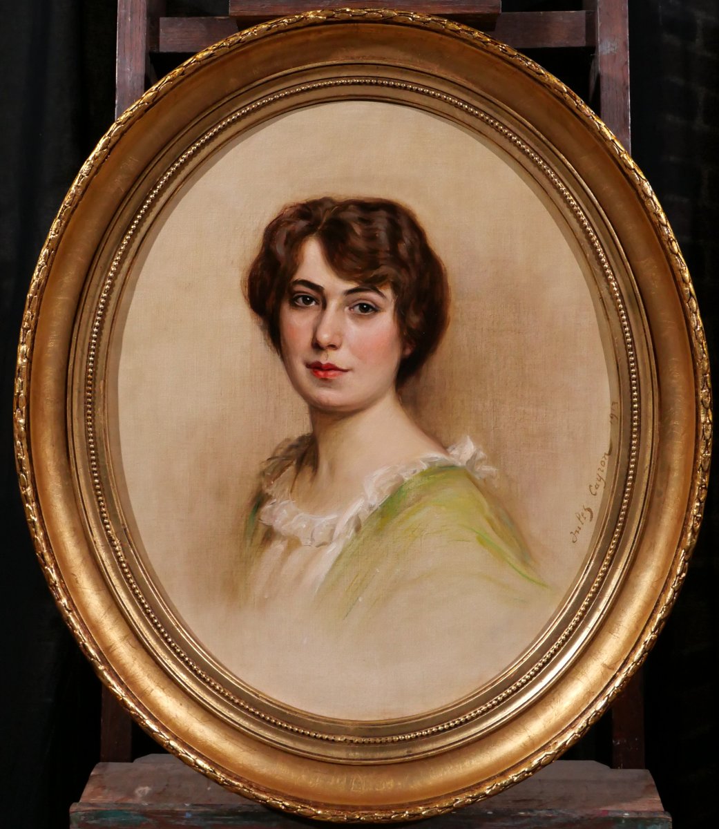 Jules CAYRON  1868-1944 Portrait de femme, tableau 1913