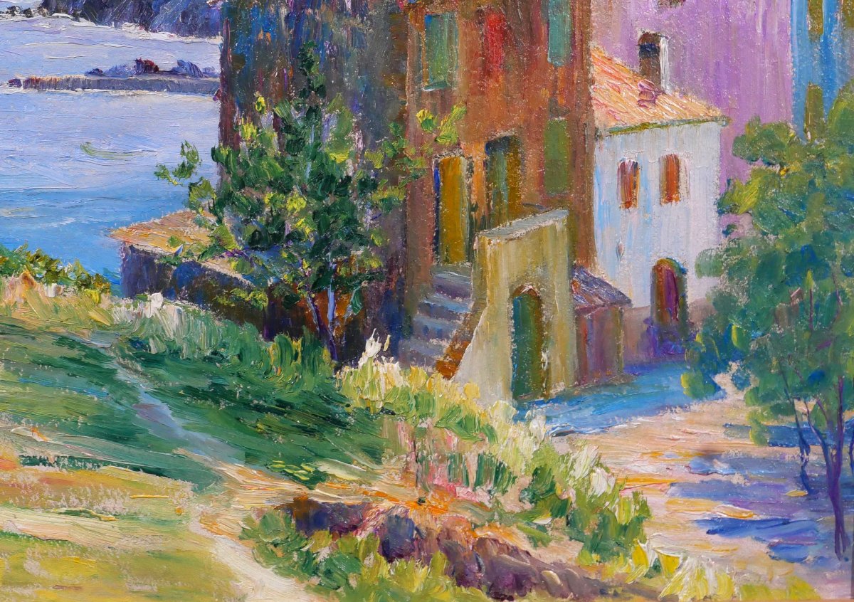 E. MEYER, Banyuls-sur-mer, tableau 1926 paysage mer Pyrénées Maillol fauvisme-photo-3