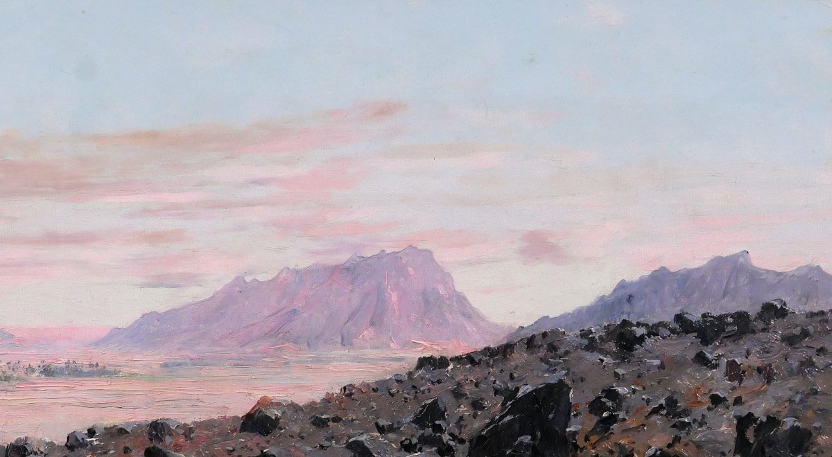 Eugène Deshayes 1862–1939 Algeria, Desert Landscape, Oil Painting, 1902, Orientalism-photo-2