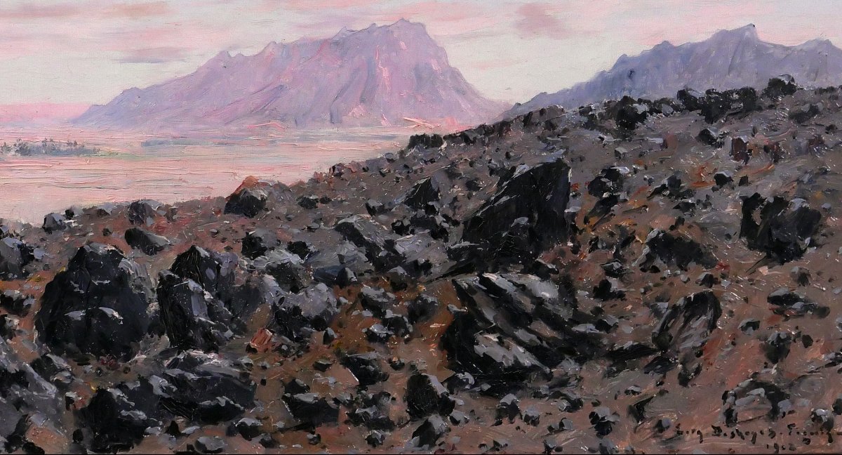 Eugène Deshayes 1862–1939 Algeria, Desert Landscape, Oil Painting, 1902, Orientalism-photo-3