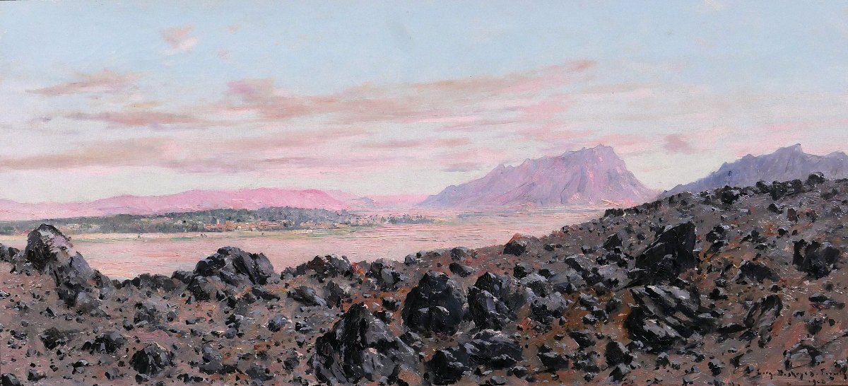 Eugène Deshayes 1862–1939 Algeria, Desert Landscape, Oil Painting, 1902, Orientalism