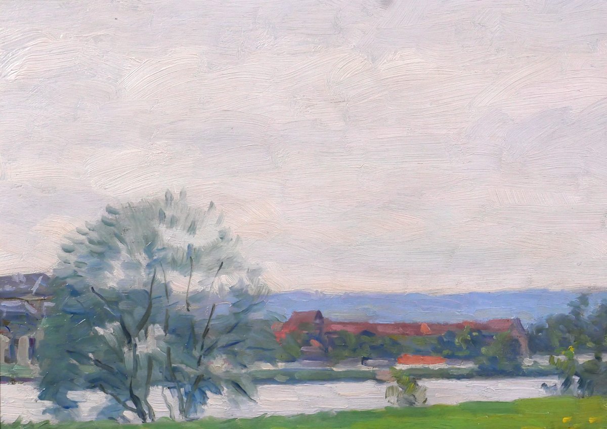 Germain Raingo-pelouse, 1893–1963, Normandy, Landscape With Cows Near Vernon, Painting-photo-1