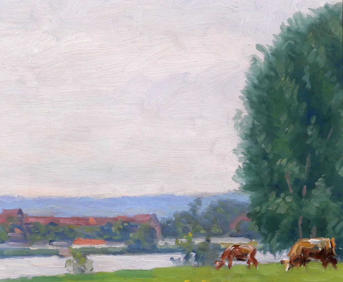 Germain Raingo-pelouse, 1893–1963, Normandy, Landscape With Cows Near Vernon, Painting-photo-2