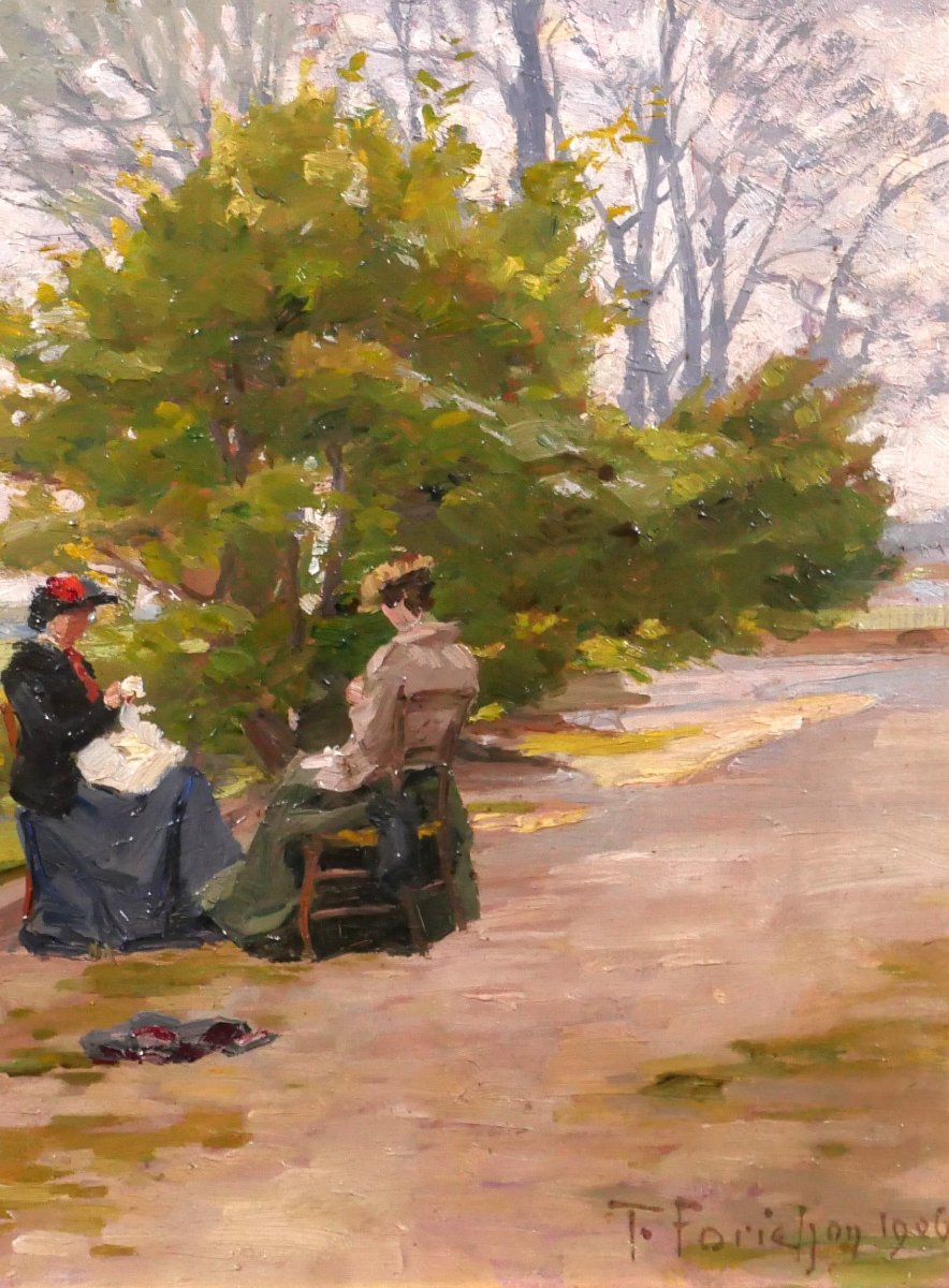 François Forichon 1865–1952 Women In The Garden, Painting, 1906 Impressionism Landscape-photo-3