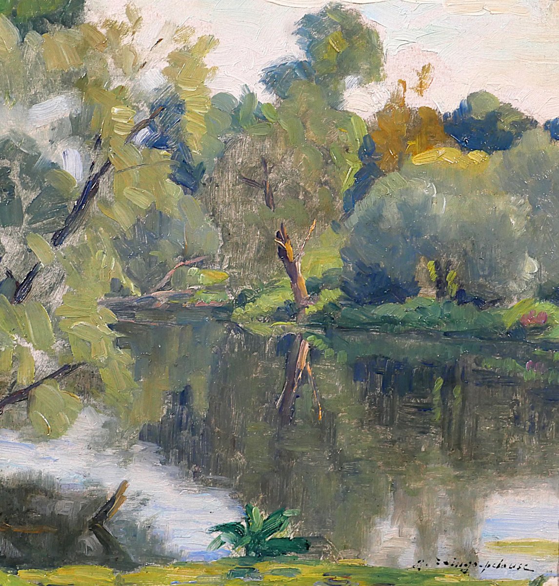 Germain Raingo-Pelouse 1893-1963 Paysage avec un artiste dessinant, tableau vers 1920-30-photo-4