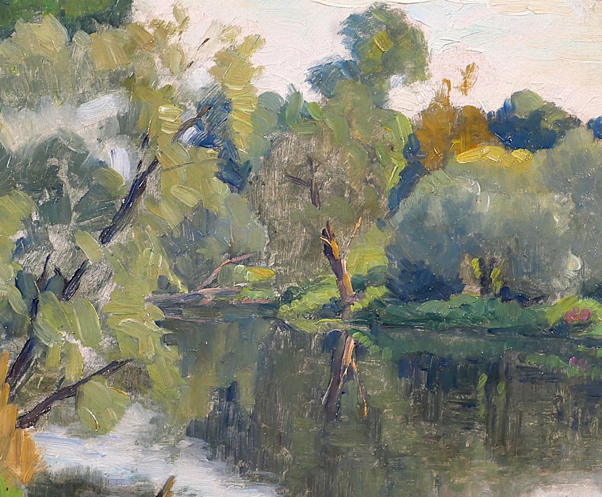 Germain Raingo-Pelouse 1893-1963 Paysage avec un artiste dessinant, tableau vers 1920-30-photo-2