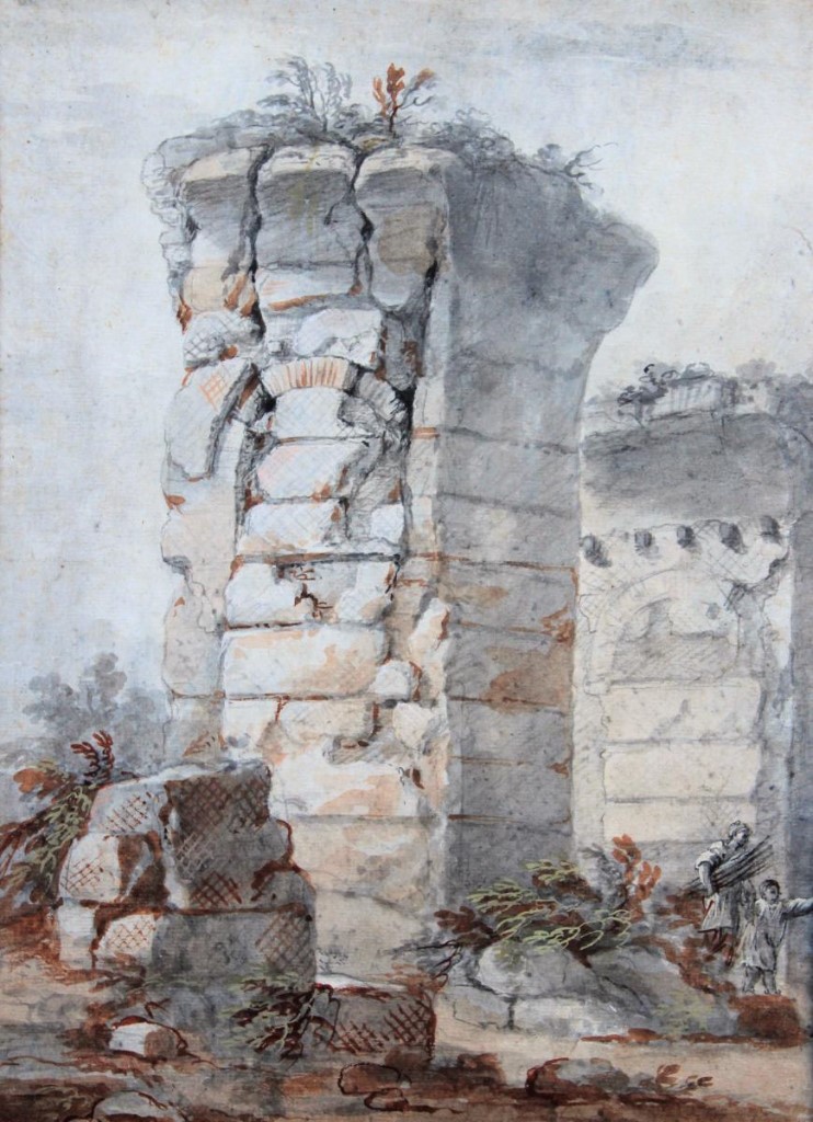 Charles Louis CLERISSEAU 1721-1820 Ruine antique, dessin