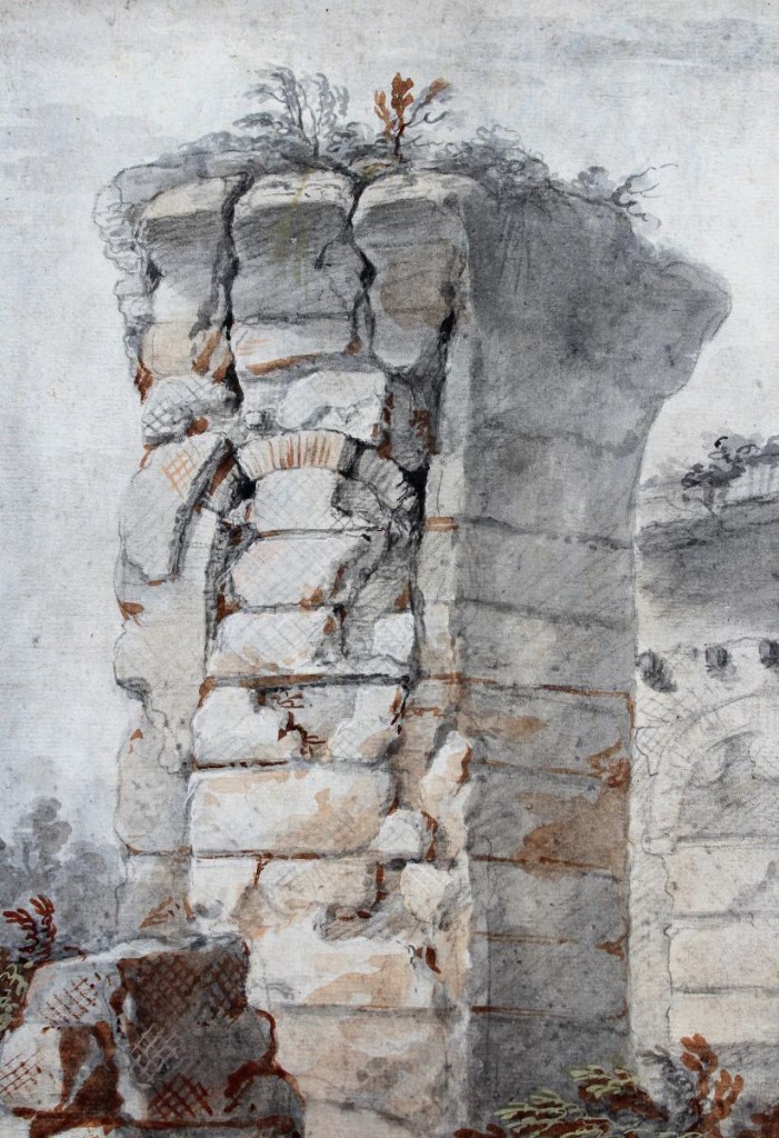 Charles Louis CLERISSEAU 1721-1820 Ruine antique, dessin-photo-2