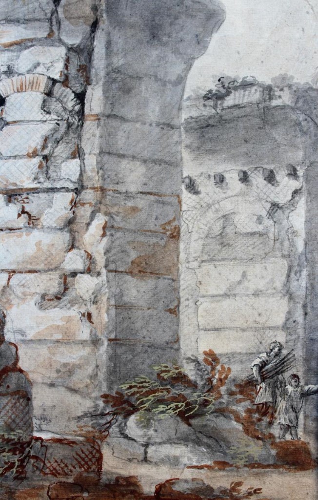 Charles Louis CLERISSEAU 1721-1820 Ruine antique, dessin-photo-3