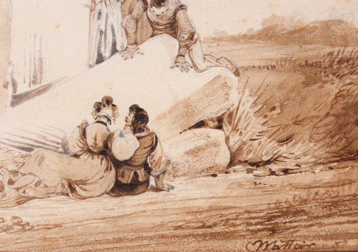 Charles Wattier, 1800-1868, The Banquet In The Countryside, Drawing, Circa 1830-40-photo-1