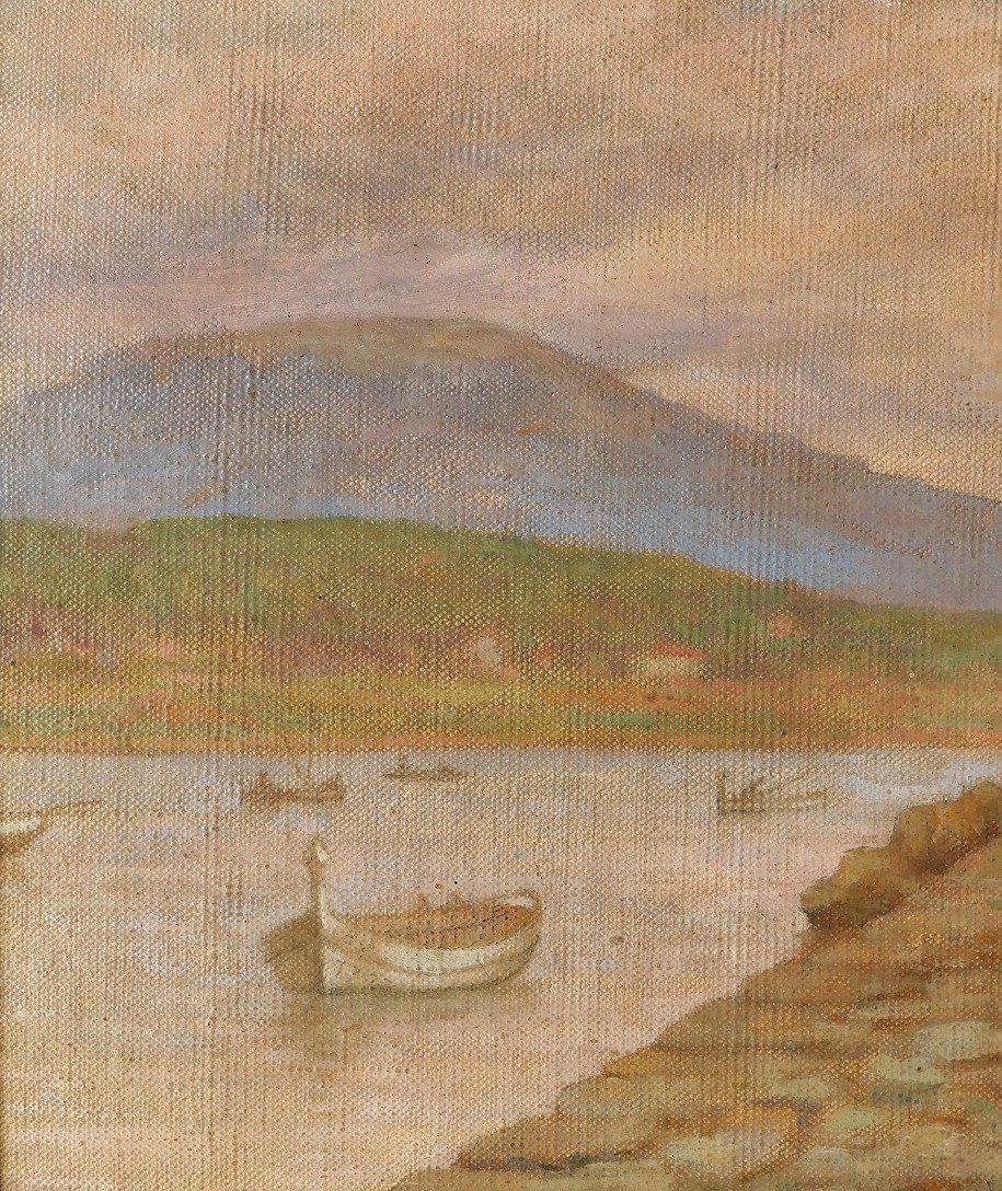 Guillaume Larrue, 1851-1935, Port Of The Mediterranean (var?), Painting, Circa 1900-photo-3
